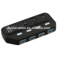 Super alta velocidad USB 3.0 4ports Hub Splitter 4 puertos con interruptor para pc portátil